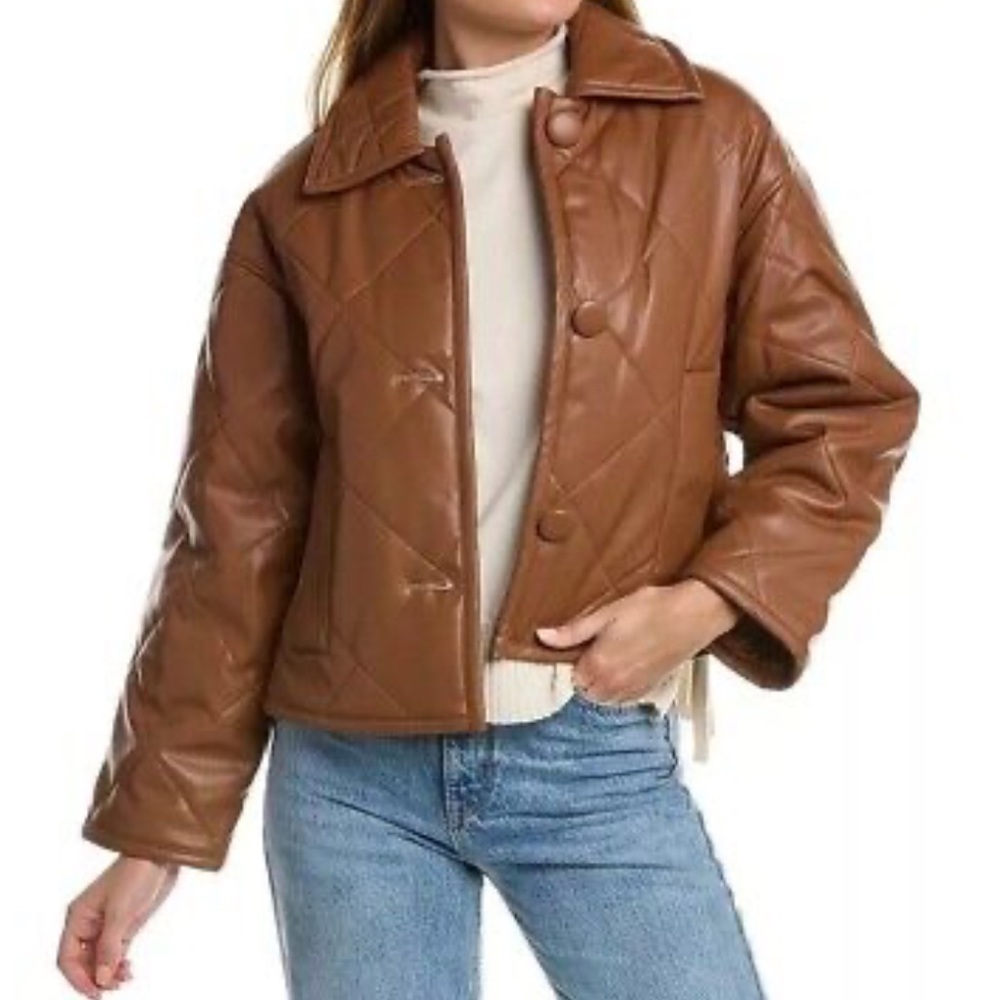 Quilted Faux Leather Coat
